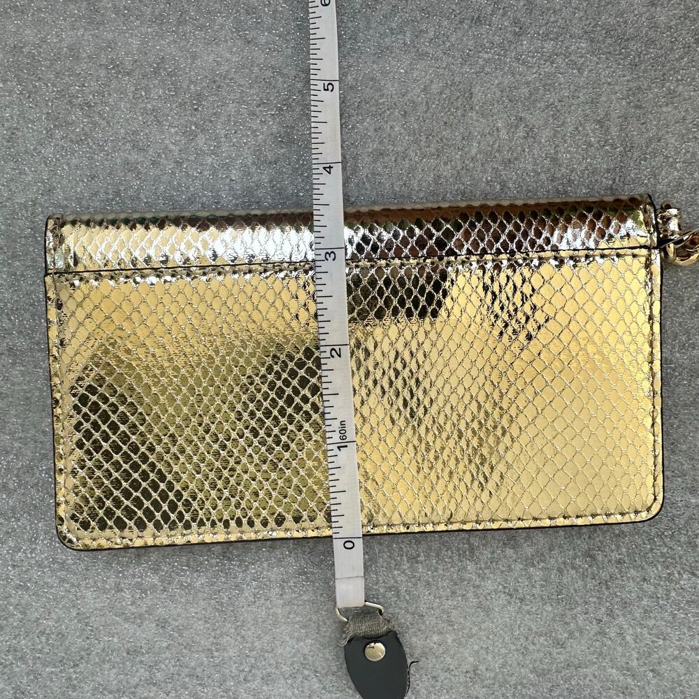 NWT Michael Kors Maisie Gold Metallic Snake Embossed Camera Crossbody Bag+Wallet - Picture 7 of 9